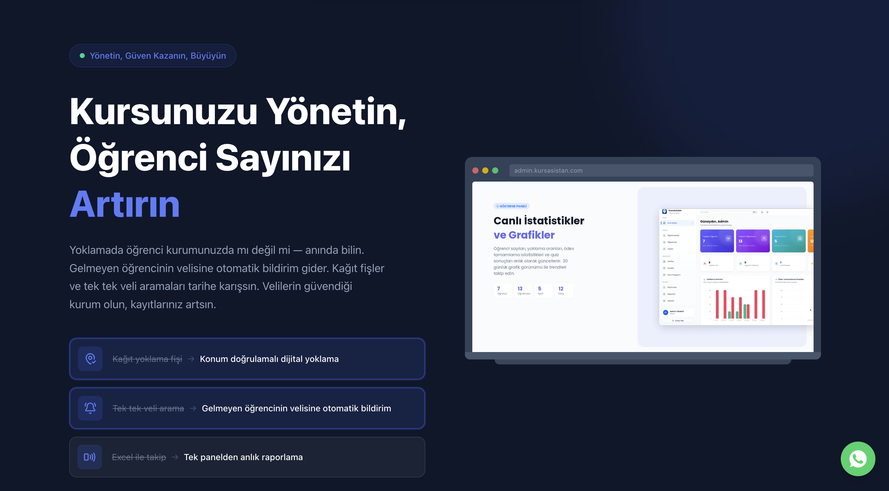 KursAsistan web arayüzü