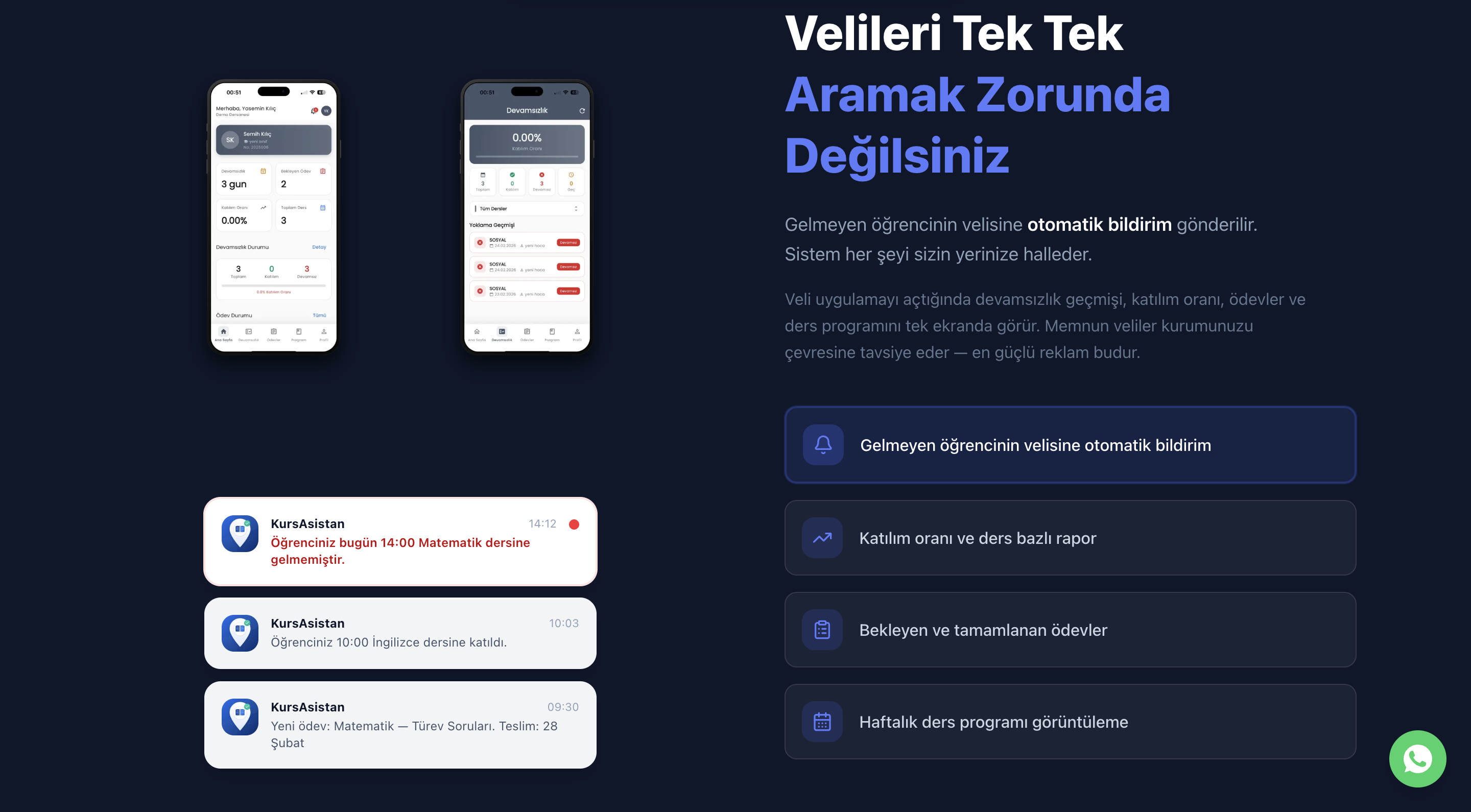 KursAsistan ürün ekranı